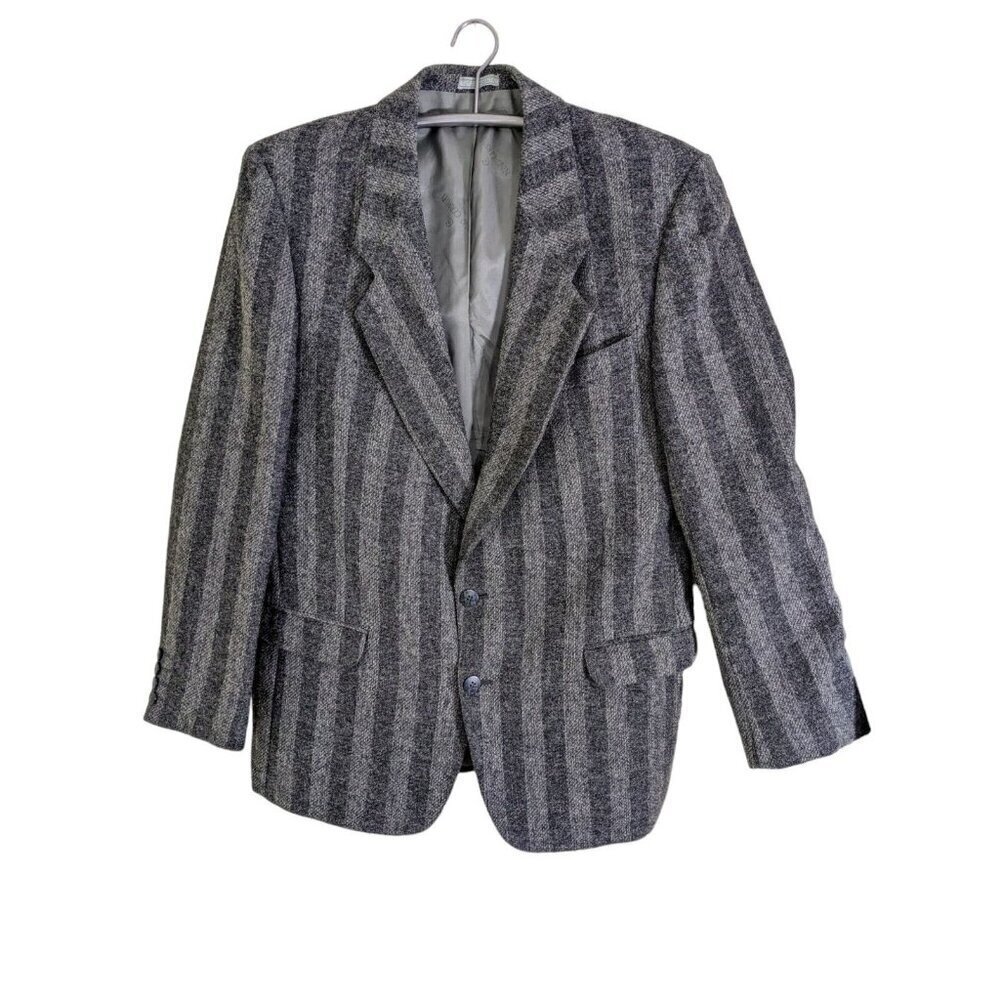 Vintage Mens 2 Button Blazer Jacket Sz 43 Regular Gray Virgin Wool Nino Cerruti